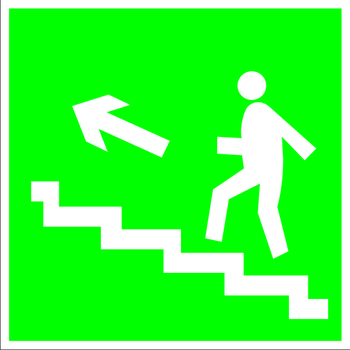 E16 направление к эвакуационному выходу по лестнице вверх (левосторонний) (пленка, 200х200 мм) - Знаки безопасности - Эвакуационные знаки - Магазин охраны труда ИЗО Стиль